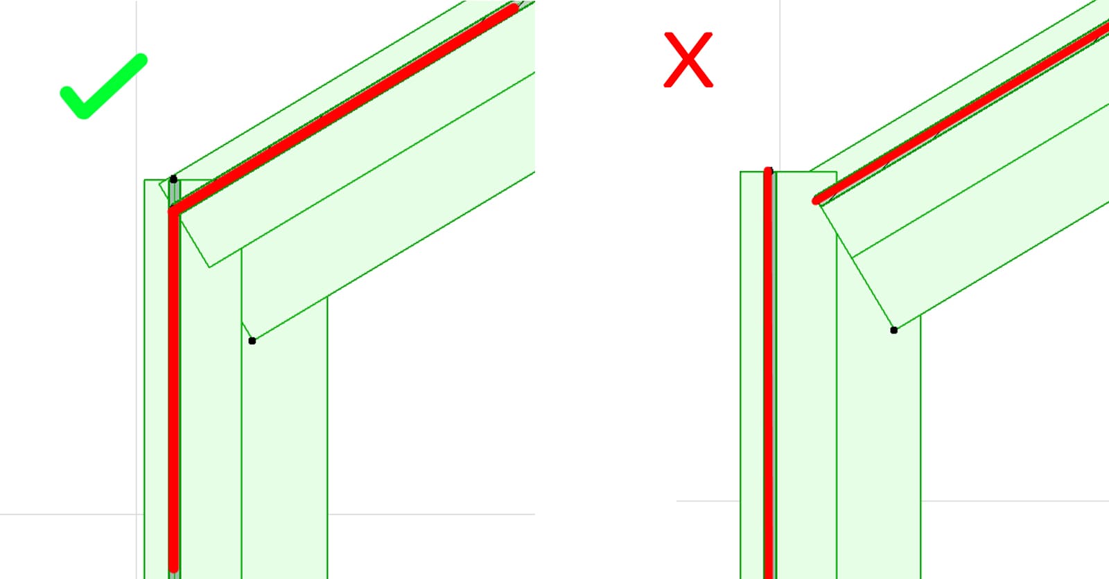  Archicad -Jak połączyć dwie przegrody strukturalne pod różnym kątem jednym profilem? - 04