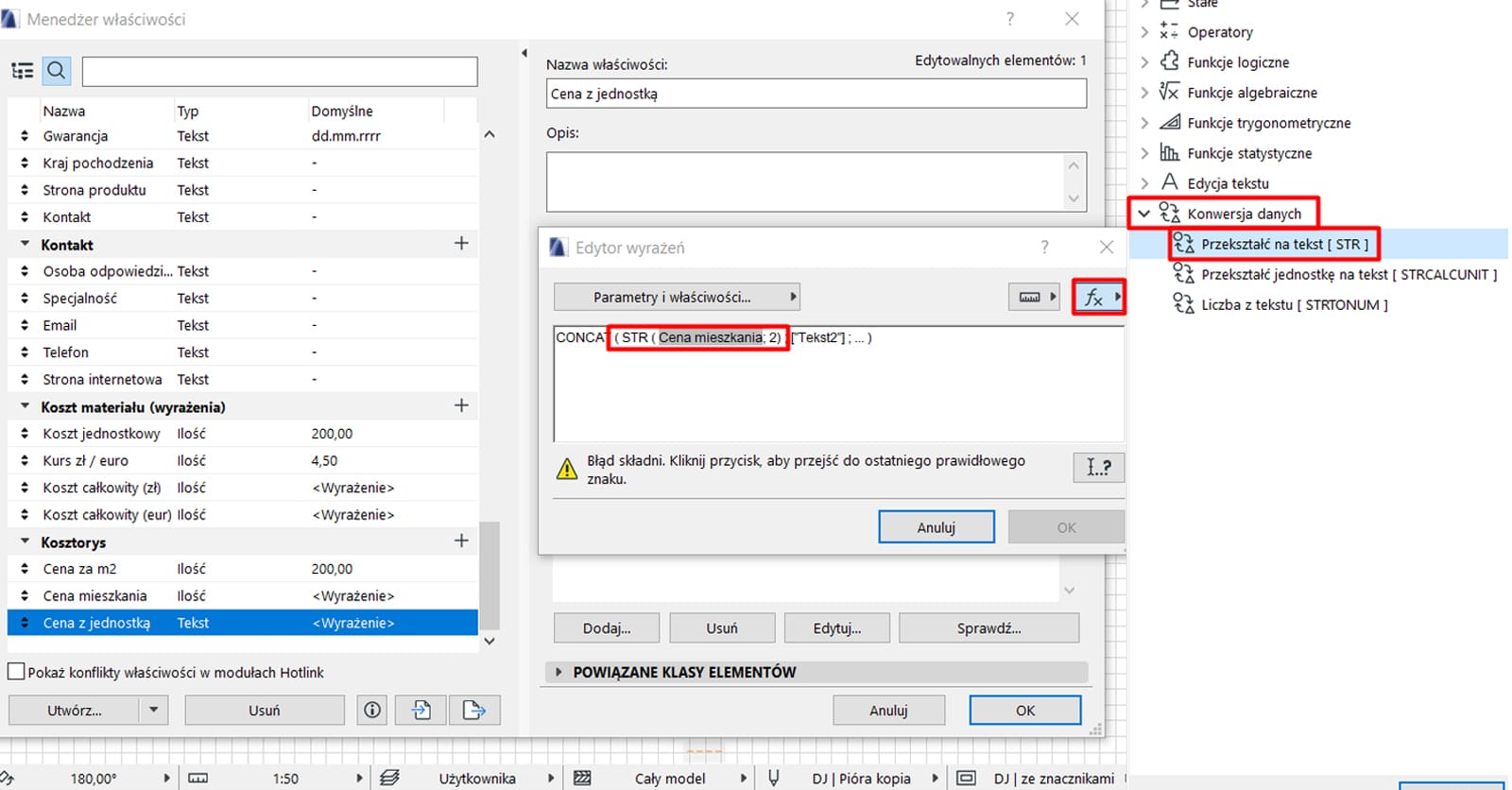 Archicad – Zastosowania wyrażeń w zestawieniach (Poradnik, tutorial) -14