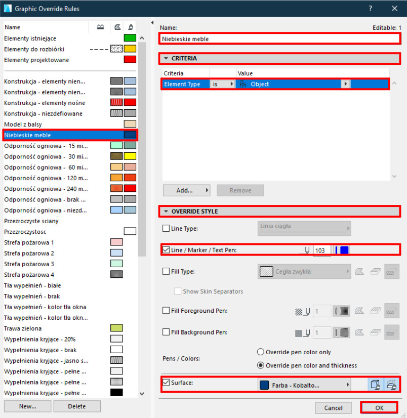 Archicad - Efekt przezroczystości w Wariantach Graficznych - Poradnik, tutorial - 08