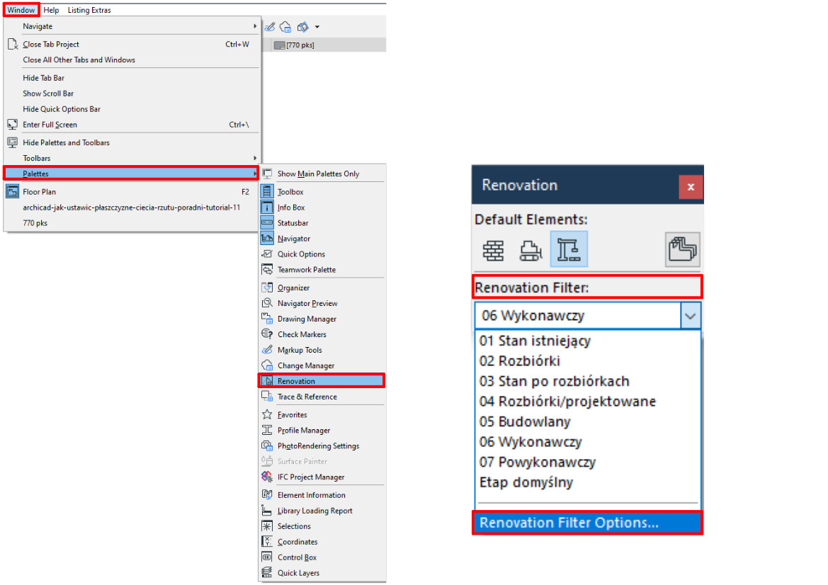 Archicad - Czym jest Status przebudowy oraz Etapy przebudowy - Poradnik, tutorial  - 03