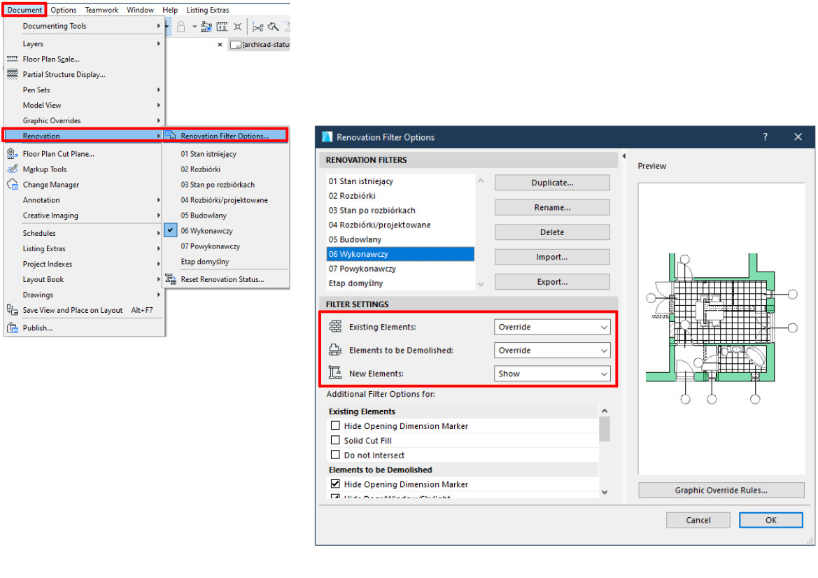 Archicad - Czym jest Status przebudowy oraz Etapy przebudowy - Poradnik, tutorial  - 04