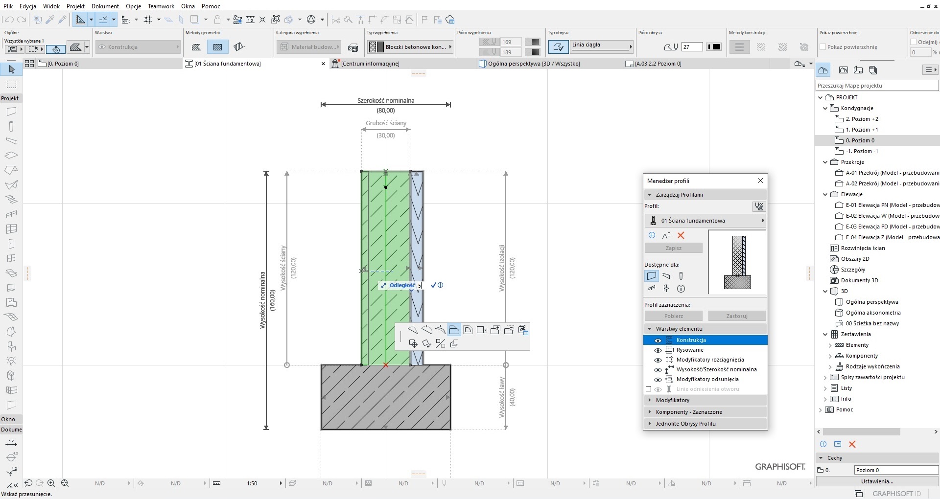 Archicad - tworzenie fundamentów za pomocą profilu złożonego  - 03