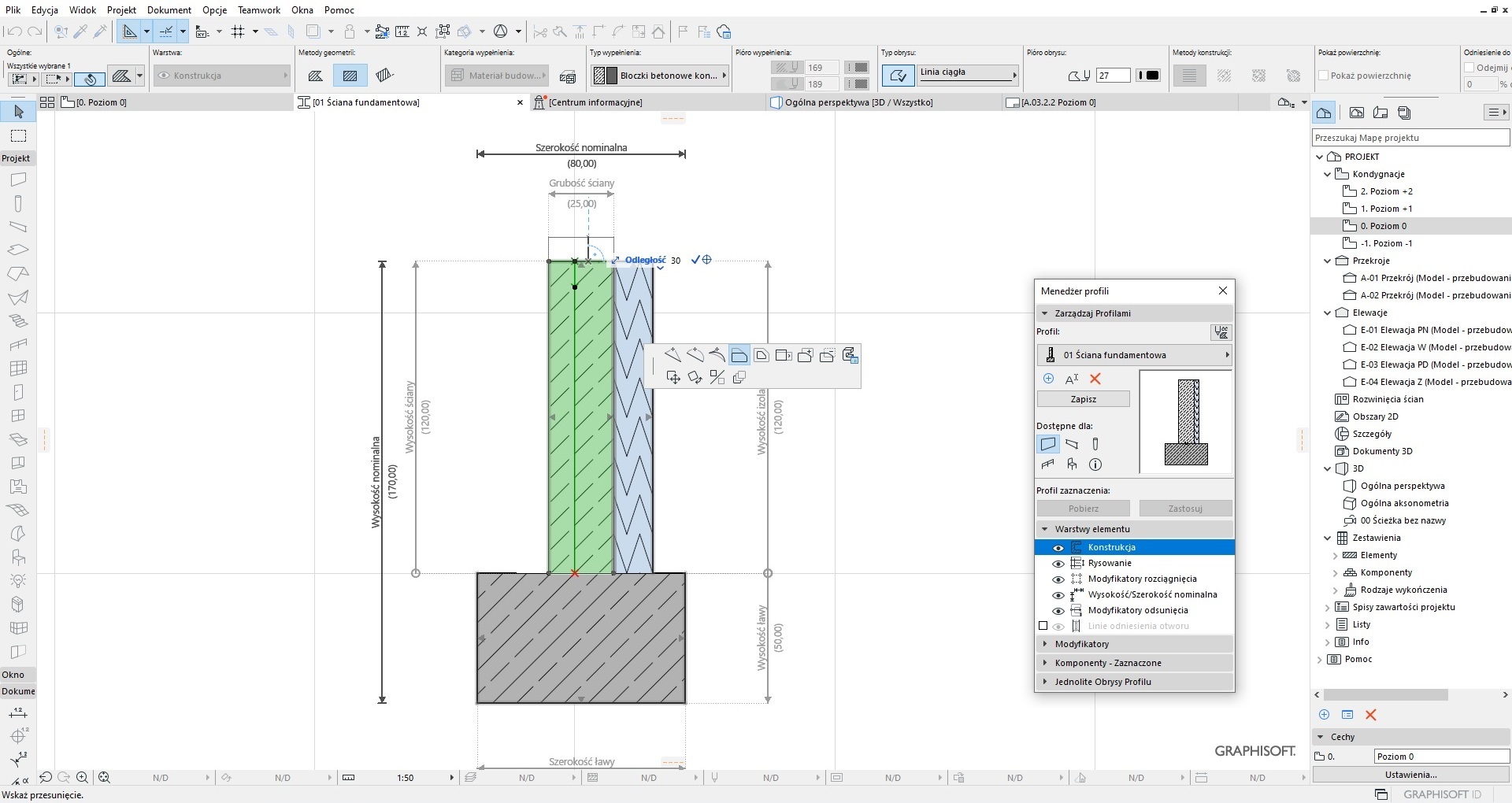 Archicad - tworzenie fundamentów za pomocą profilu złożonego  - 05