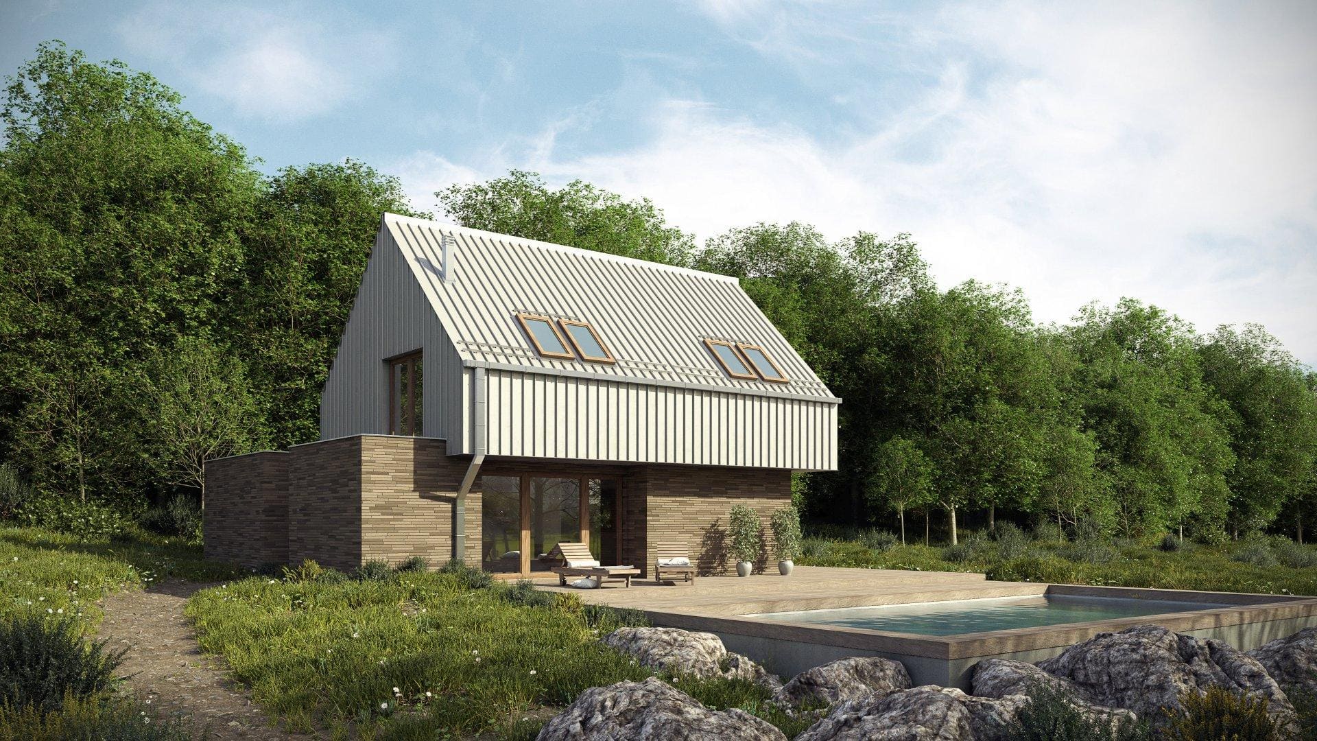 Budynek zaprojektowany w SketchUp.