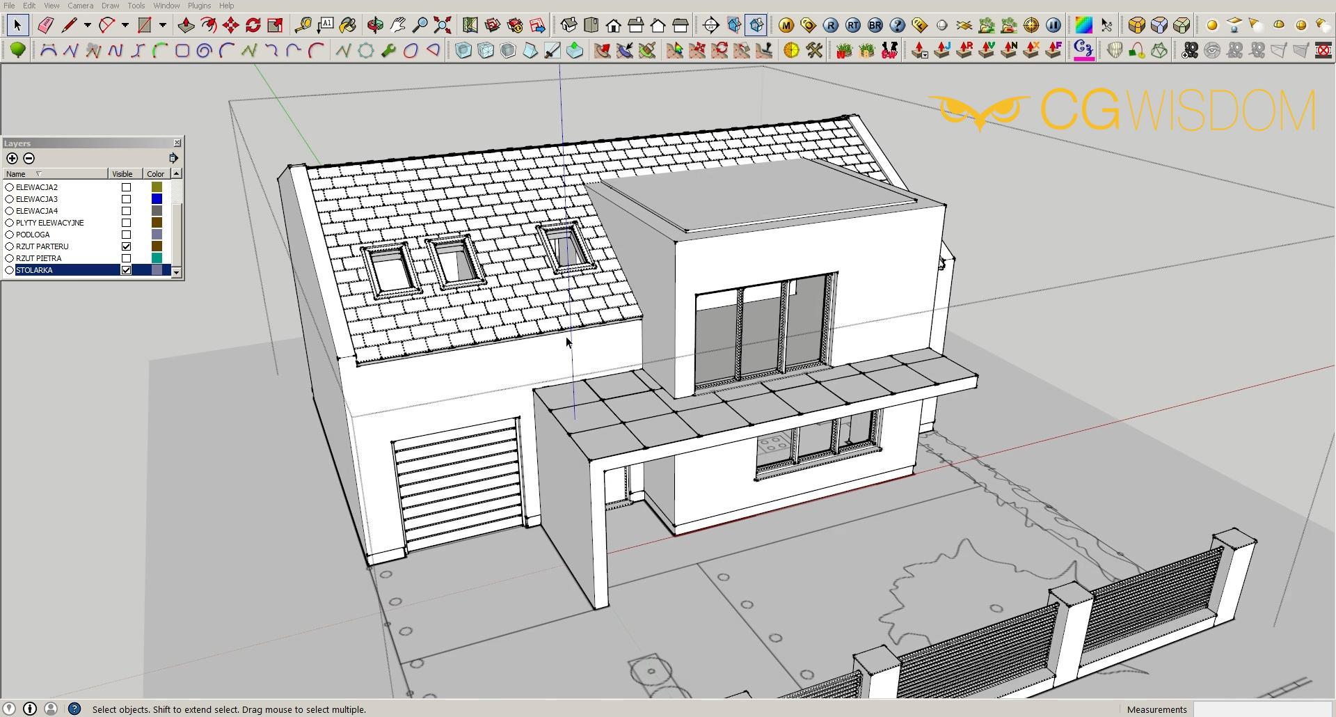 Projektowanie budynku w SketchUp.