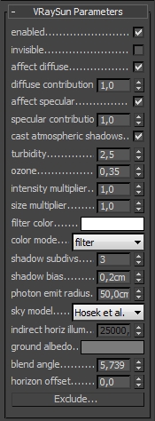 3ds Max - Omówienie światła Vray Sun - Słońce - Poradnik, tutorial - 07