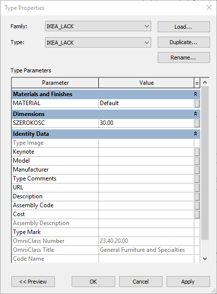 Revit - Różnica pomiędzy parametrem typu a parametrem elementu - Tutorial, poradnik - 009