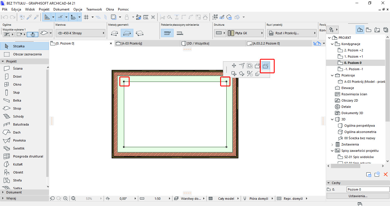 Archicad - Jak zrobić sufit podwieszony - Tutorial, poradnik 03