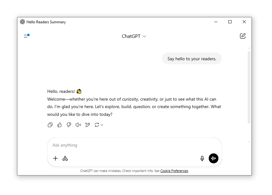 Aplicación de escritorio ChatGPT para Windows y Mac