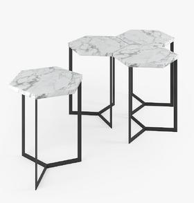 Stolik z marmurowym blatem - Hex side table