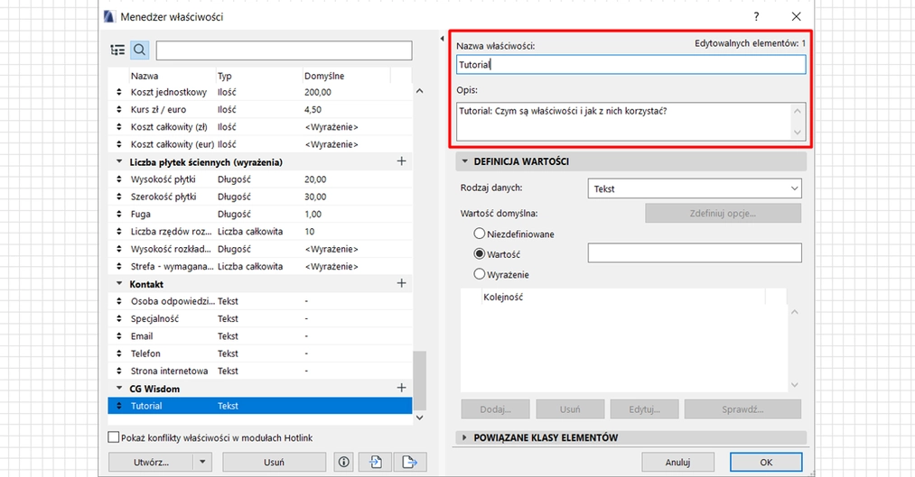 Archicad – Czym są właściwości i jak z nich korzystać? Poradnik, tutorial -08
