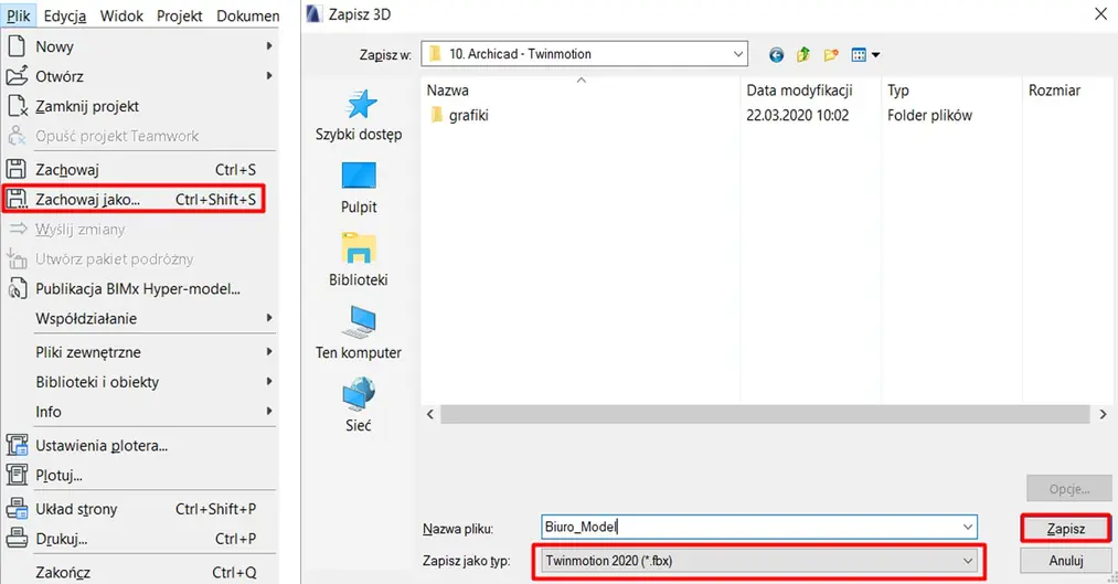 ARCHICAD - Eksport do Twinmotion (Poradnik, tutorial) - 02