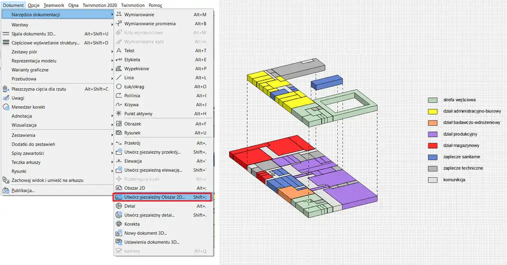 Archicad – Schemat funkcjonalny z użyciem stref - 12