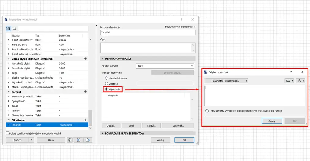 Archicad – Czym są wyrażenia i jak z nich korzystać? Poradnik, tutorial - 03