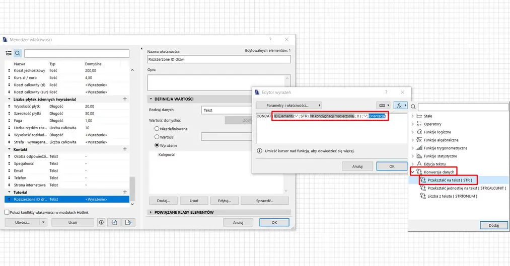 Archicad – Zastosowania wyrażeń w etykietach (Poradnik, tutorial) -03