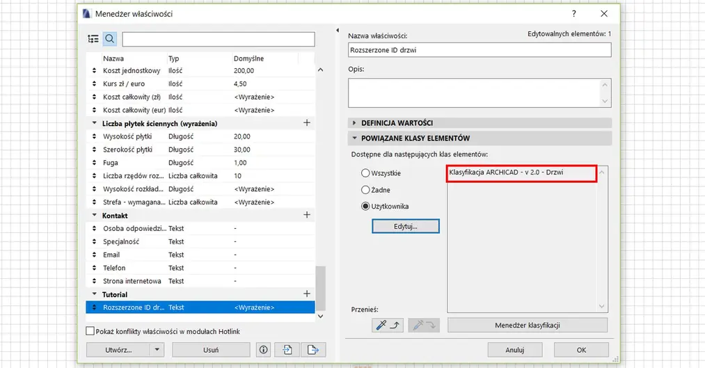 Archicad – Zastosowania wyrażeń w etykietach (Poradnik, tutorial) -04