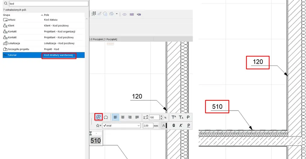 Archicad – Zastosowania wyrażeń w etykietach (Poradnik, tutorial) -09