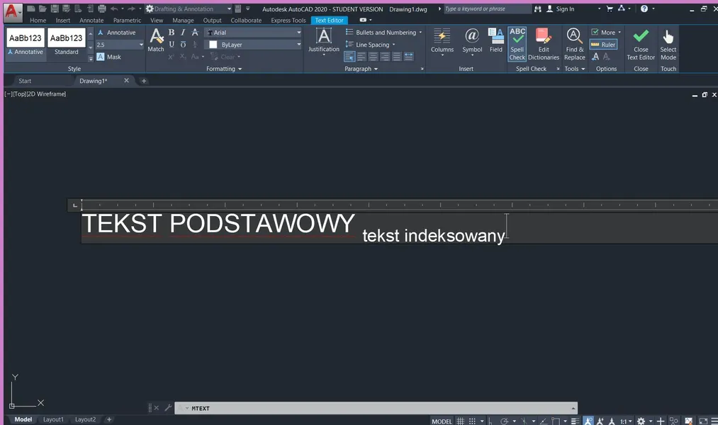 Autocad - Jak zrobić indeks dolny? Poradnik, tutorial - 04