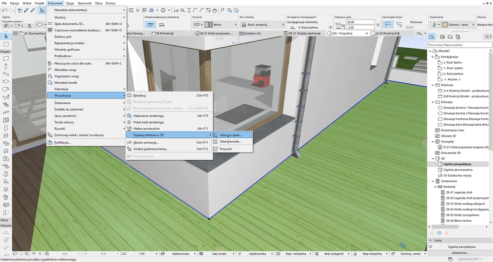 Archicad - dopasowanie tekstury na obiekcie 3D