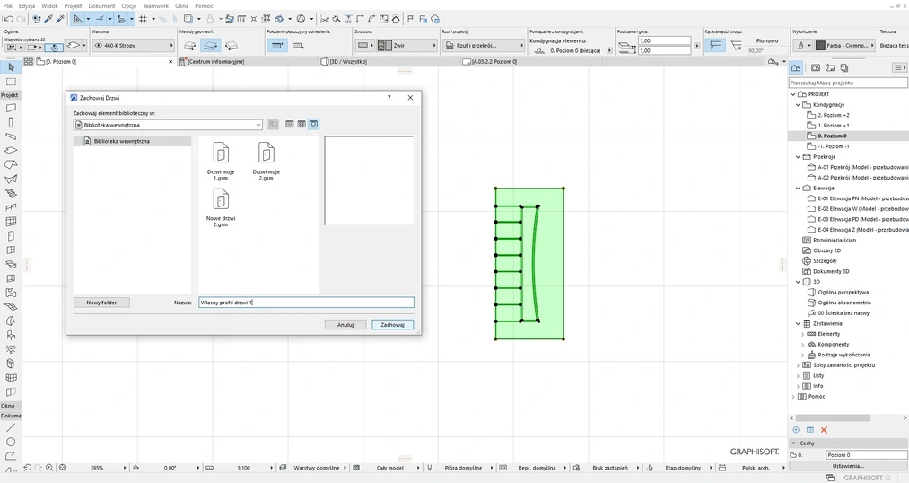 Archicad - Jak stworzyć własny profil drzwi lub okna - Poradnik, tutorial - 03