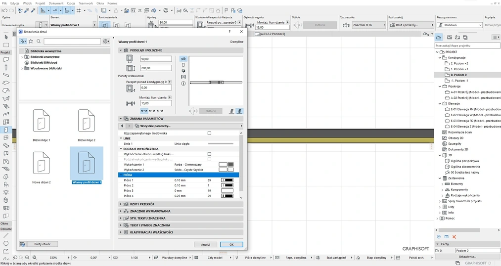 Archicad - Jak stworzyć własny profil drzwi lub okna - Poradnik, tutorial - 04