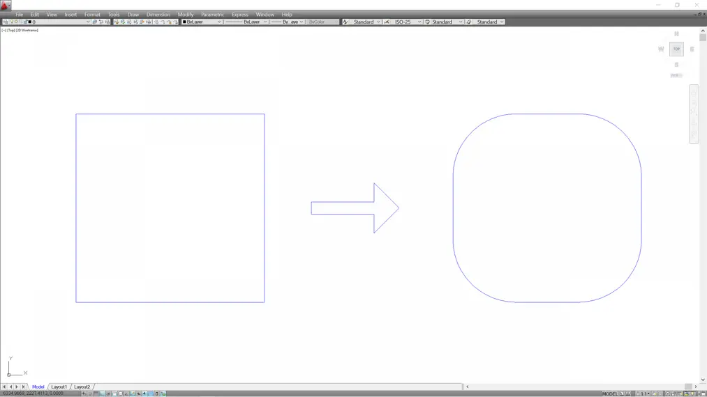 Autocad - Jak zaokrąglić narożniki - Tutorial, poradnik - 03