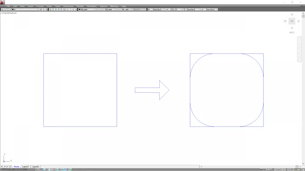 Autocad - Jak zaokrąglić narożniki - Tutorial, poradnik - 04