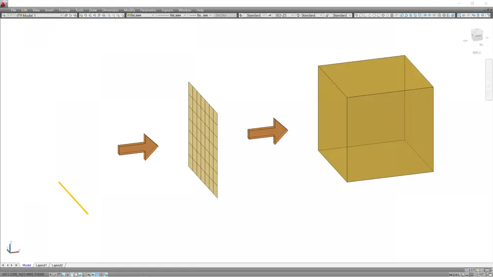 Autocad - Funkcja „Wyciągnij” (ang. „Extrude”) AutoCad – Podstawowe funkcje 3D – Poradnik, tutorial - 01