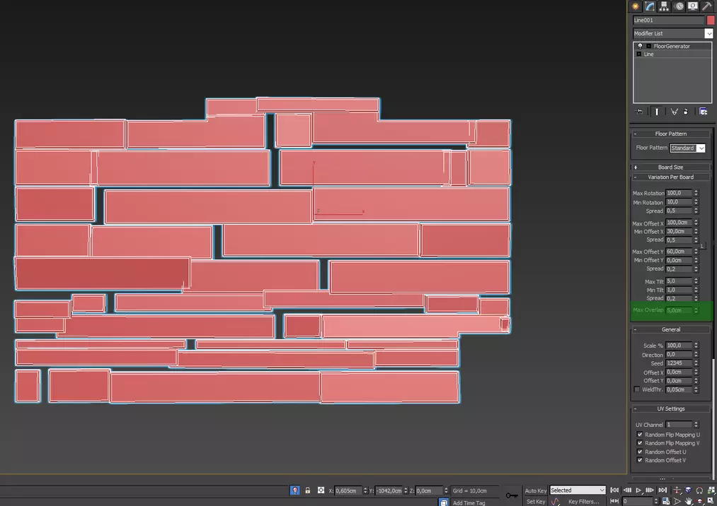 Poradnik 3ds Max - Floor Generator - Omówienie parametrów - Jak tworzyć deski i panele - 16