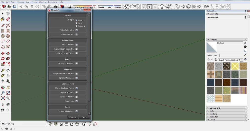 Cleanup для sketchup как пользоваться