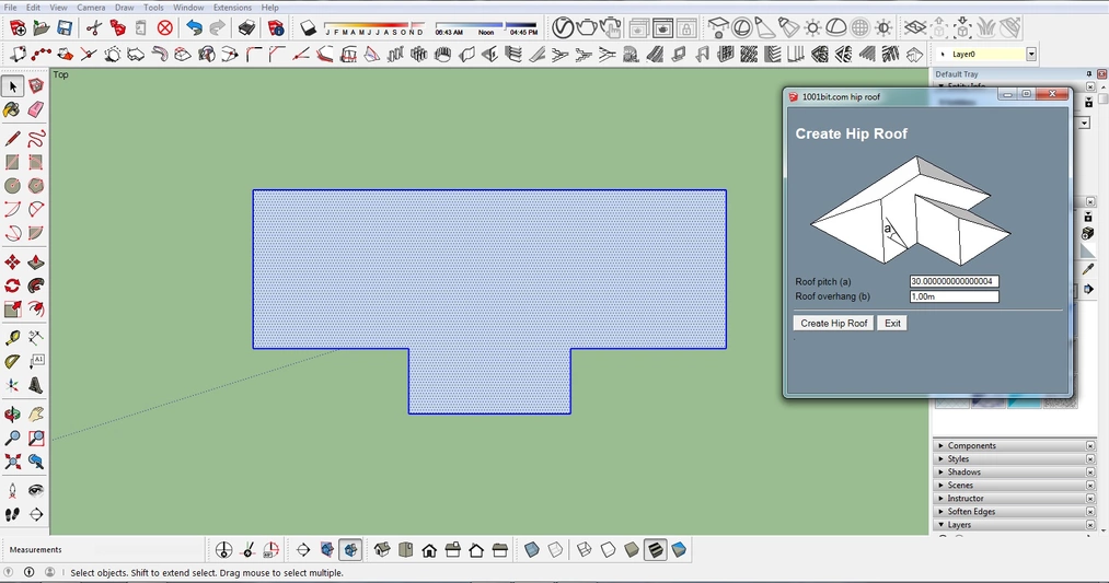 Sketchup - Jak zrobić dach? Omówienie pluginu 1001bit. com - Tutorial, poradnik-13