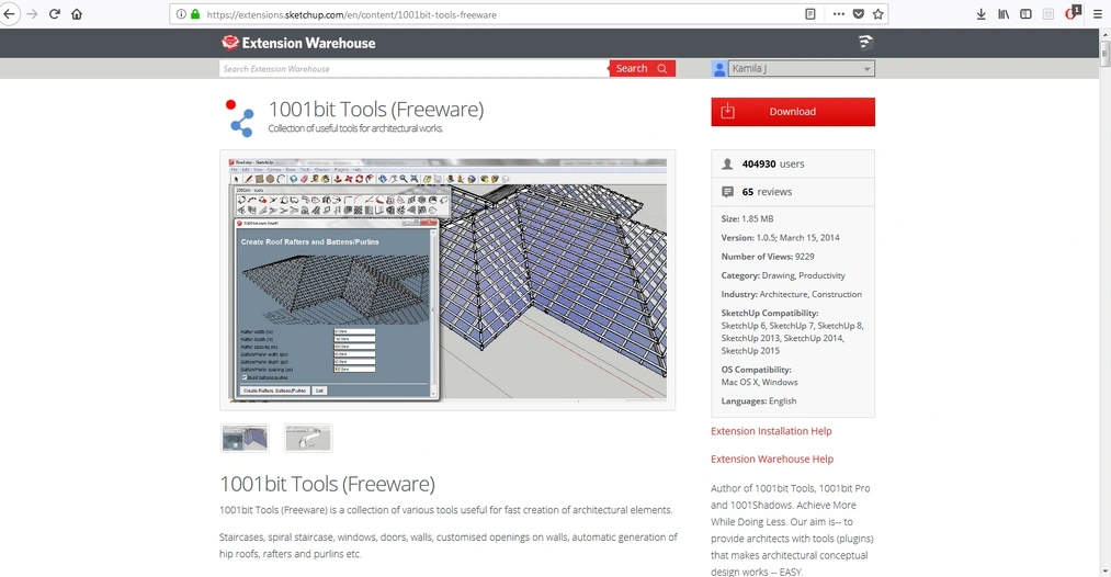 Sketchup - Jak zrobić okno? Omówienie pluginu 1001bit. com - Tutorial, poradnik - 02