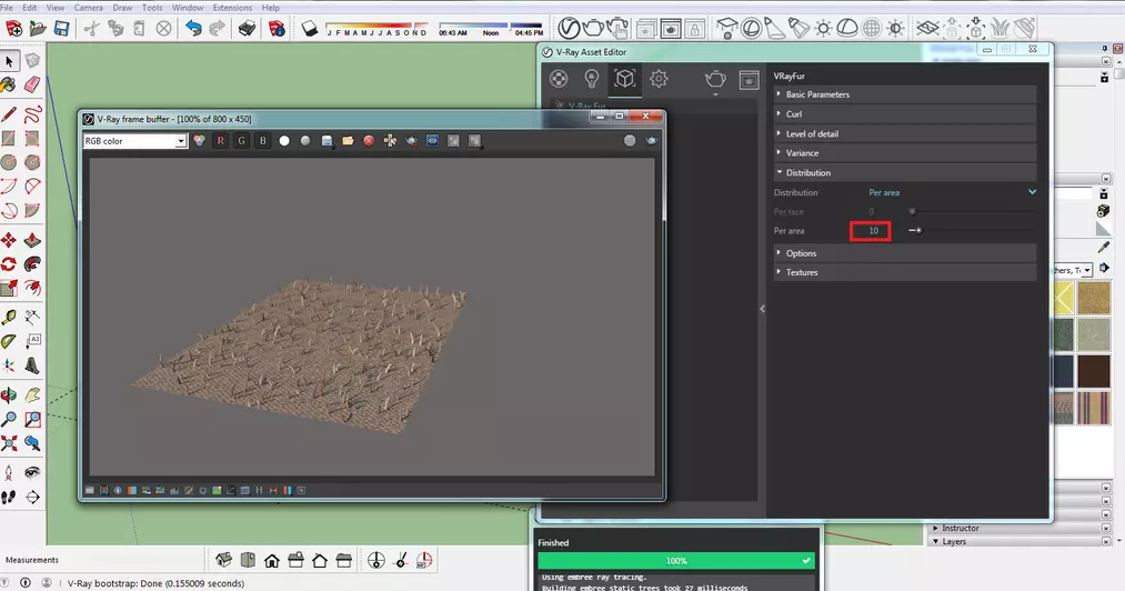po włączeniu V-Ray wygeneruje mniejszą geometrię futra dla części sceny, które są daleko od kamery-17