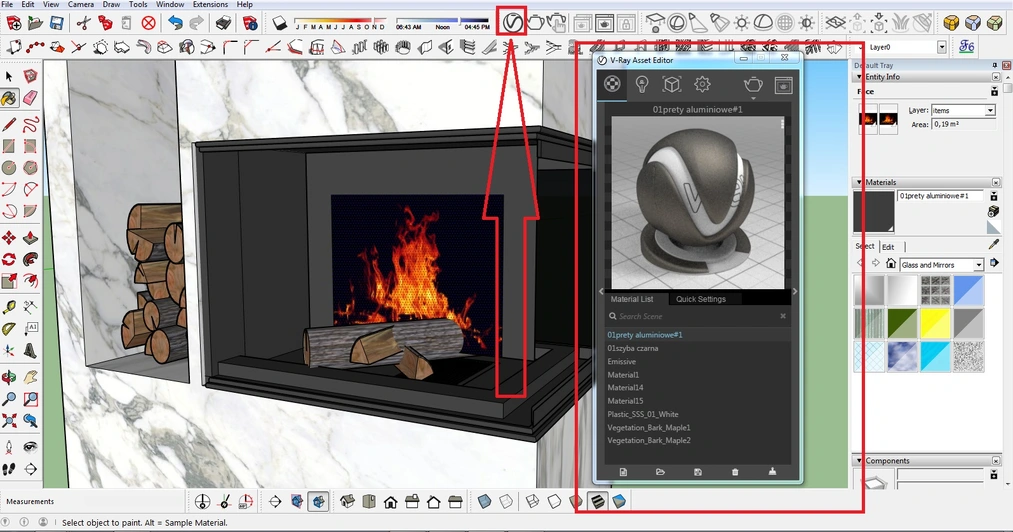 Sketchup- V-ray- Jak zrobić ogień w kominku?- Tutorial, poradnik-04