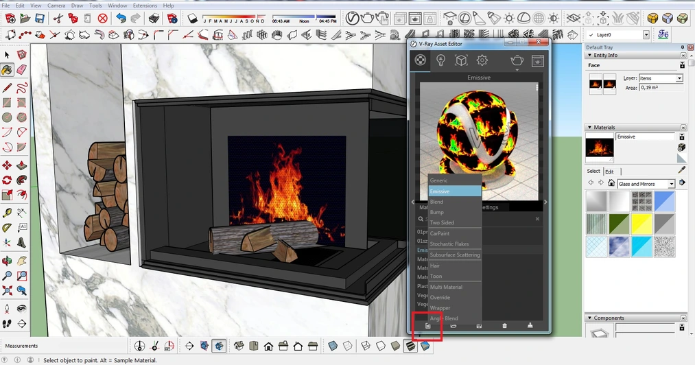 Sketchup- V-ray- Jak zrobić ogień w kominku?- Tutorial, poradnik-05