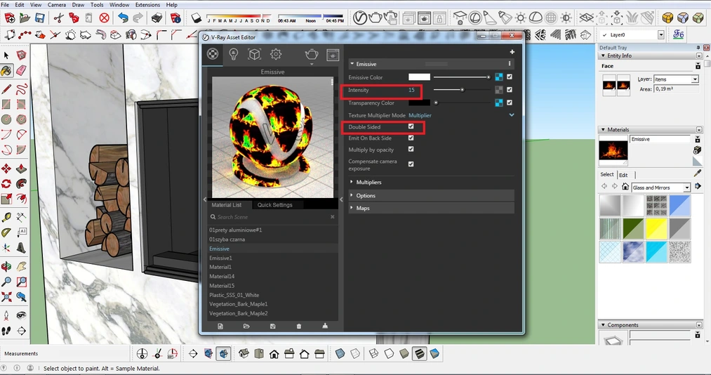 Sketchup- V-ray- Jak zrobić ogień w kominku?- Tutorial, poradnik-06