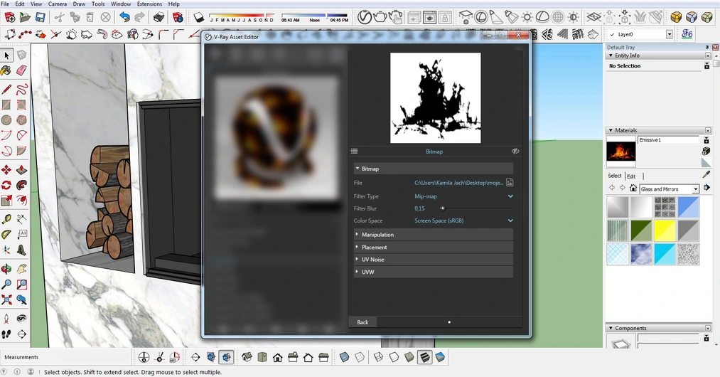 Sketchup- V-ray- Jak zrobić ogień w kominku?- Tutorial, poradnik-11