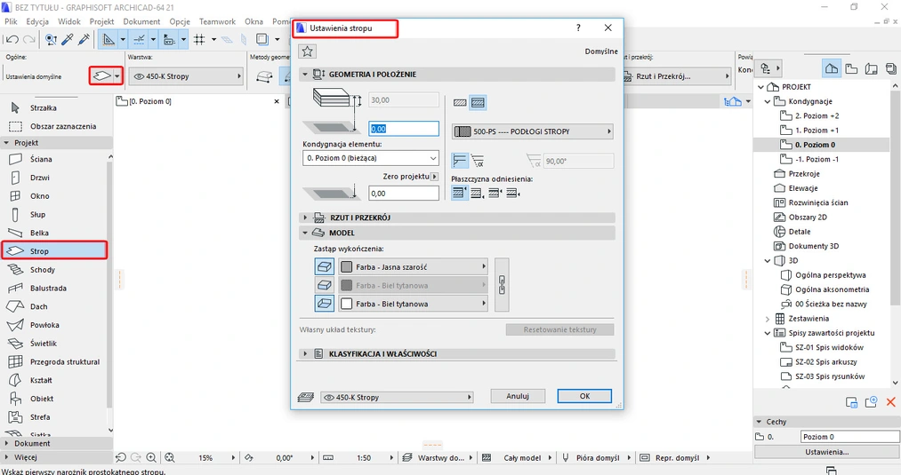 Archicad - Jak wyciąć dziurę w stropie - Tutorial, poradnik - 01