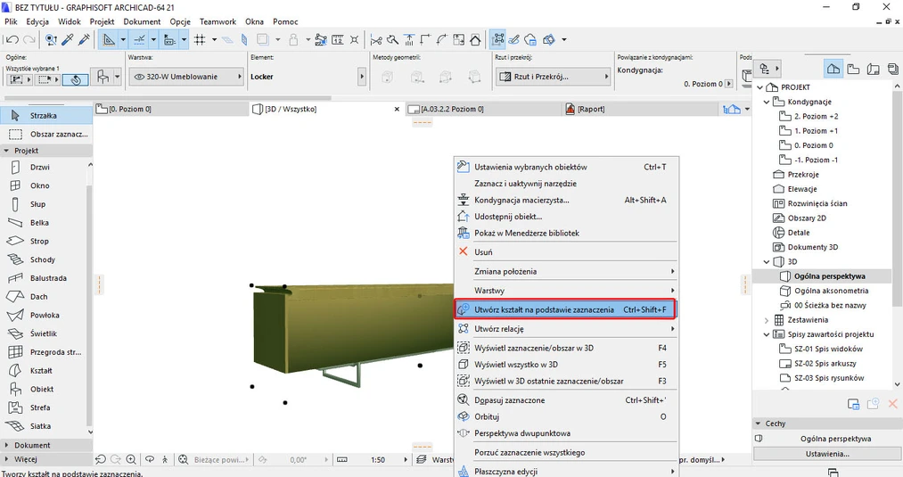 Archicad - Jak obrócić obiekt w pionie - Tutorial, poradnik 01      