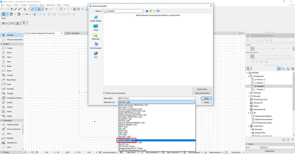 Archicad Jak zapisać do dwg poradnik 01
