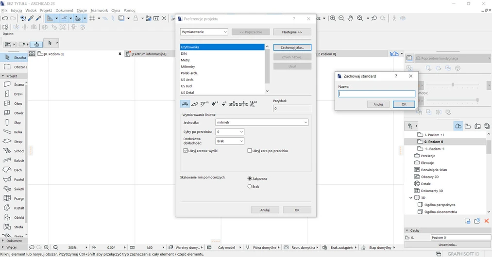 Archicad Jak zmienić jednostki wymiarowania na widoku i arkuszu Poradnik 01