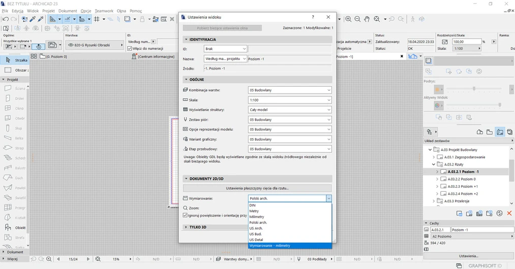 Archicad Jak zmienić jednostki wymiarowania na widoku i arkuszu Poradnik 02