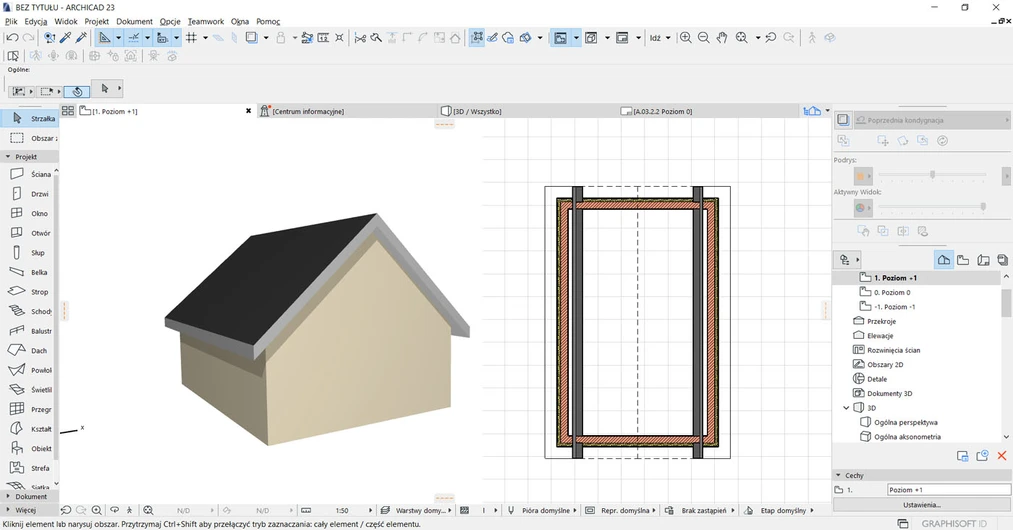 Archicad Jak zmienić widoczność ścian po docięciu dachu Poradnik 02