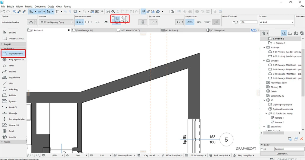 Archicad Wymiarowanie pod kątem Jak zrobić poradnik 01