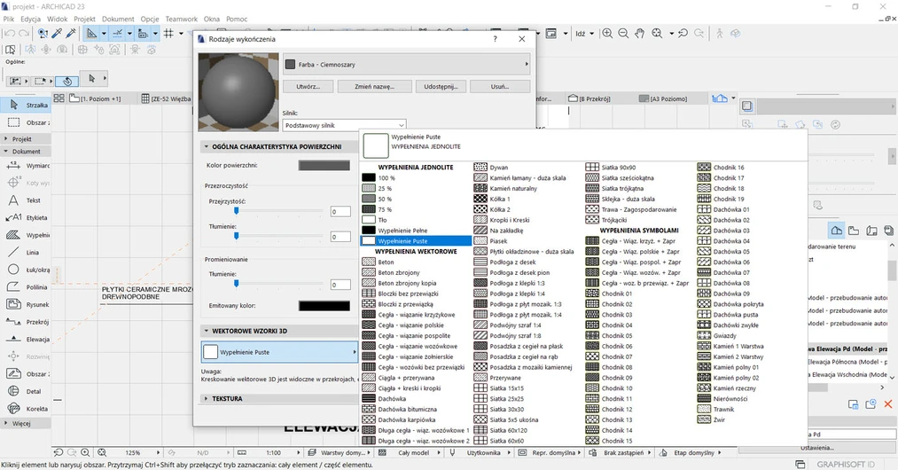 Archicad Wyświetlanie tekstur w widokach elewacji Poradnik 02