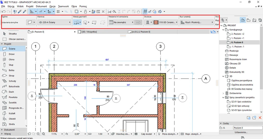 Archicad - Jak włączyć paletę info - Tutorial, poradnik 01      