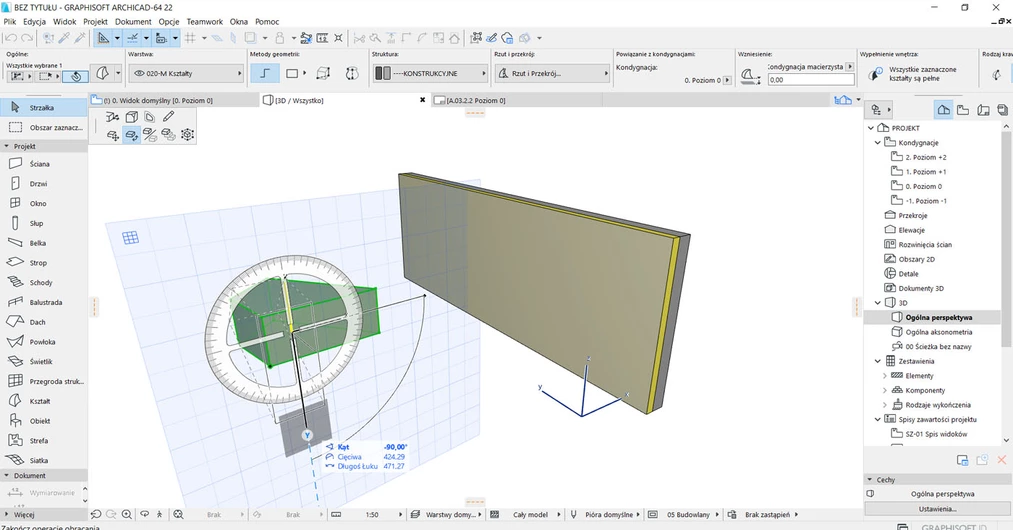 Archicad jak wyciąć otwór w ścianie poradnik 02