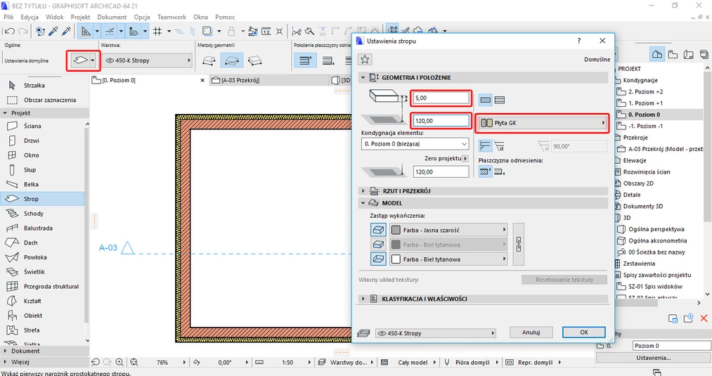 Archicad - Jak zrobić sufit podwieszony - Tutorial, poradnik 01