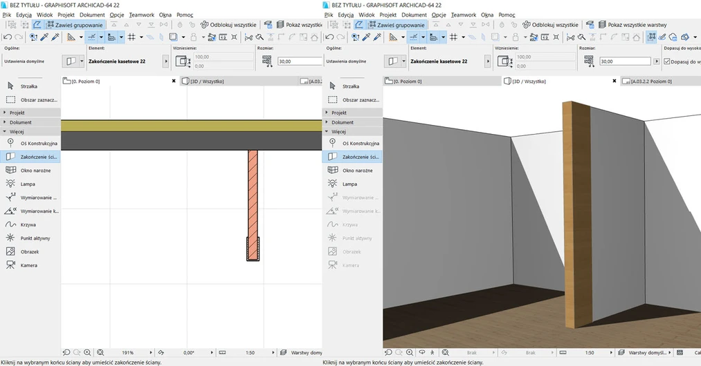 Archicad jak zrobić zakończenie ściany Poradnik 04