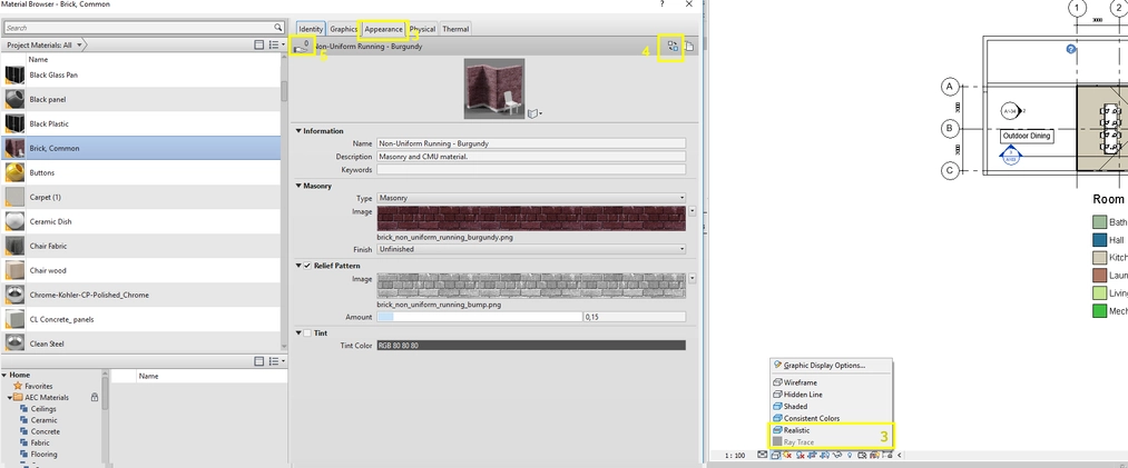 Revit - Materiały - Omówienie podstawowych opcji - Poradnik, tutorial - 10